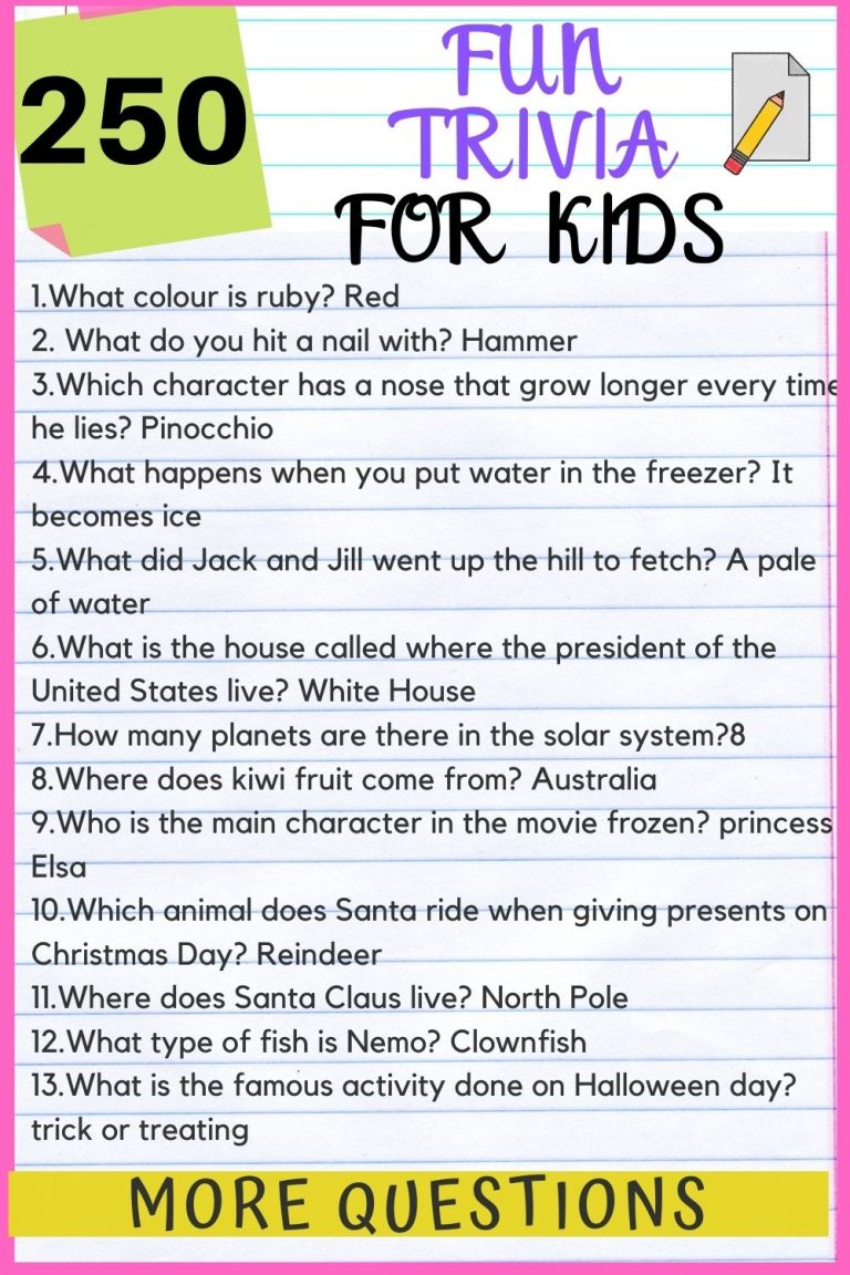 200 fun & easy middle school trivia questions Kids n Clicks