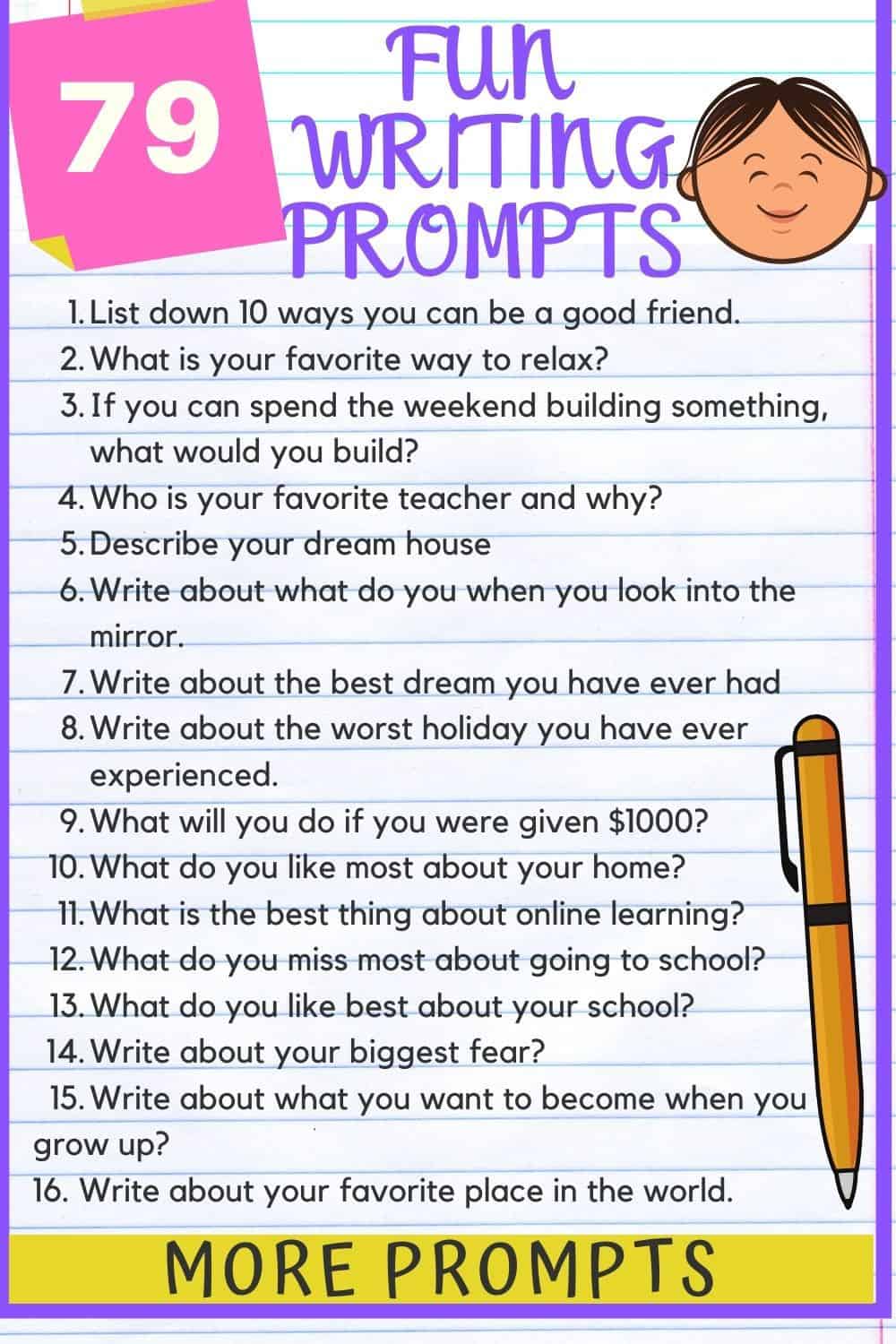 79 fun writing prompts for kids that are funny and imaginative - Kids n ...