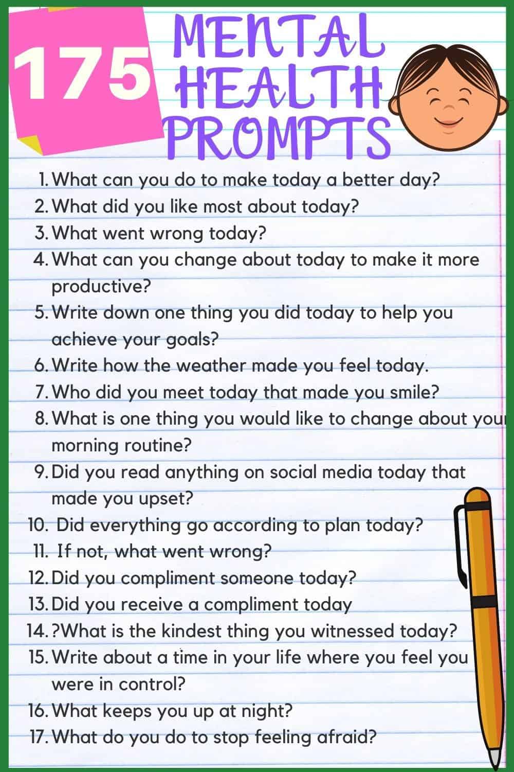 Journal Prompts For Mental Health For Teens