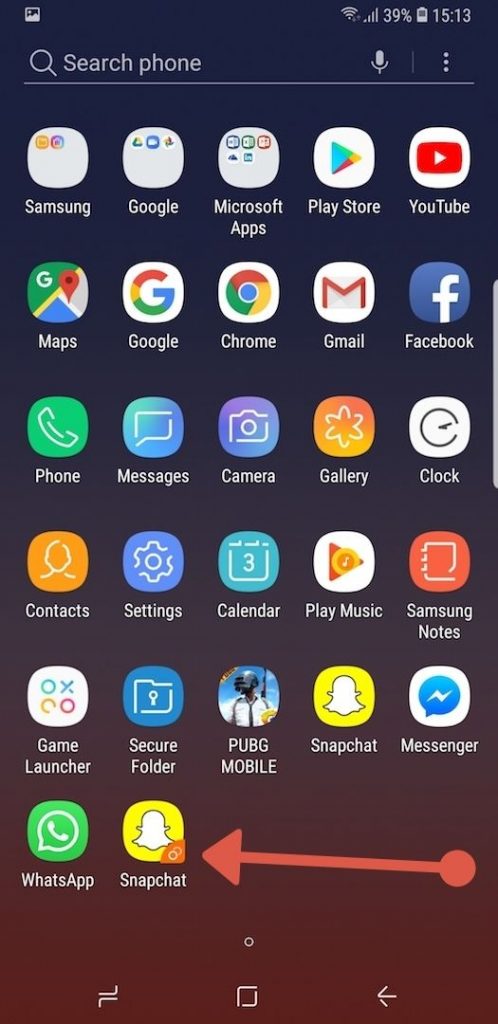 Snapchat icon in Mobile phone