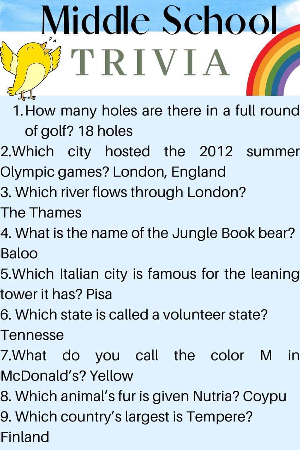 Trivia Questions For Kids