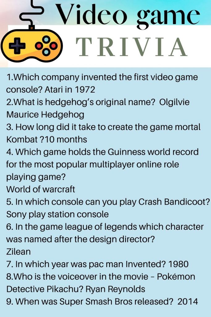 22 Fun Video Game Trivia Questions Kids N Clicks