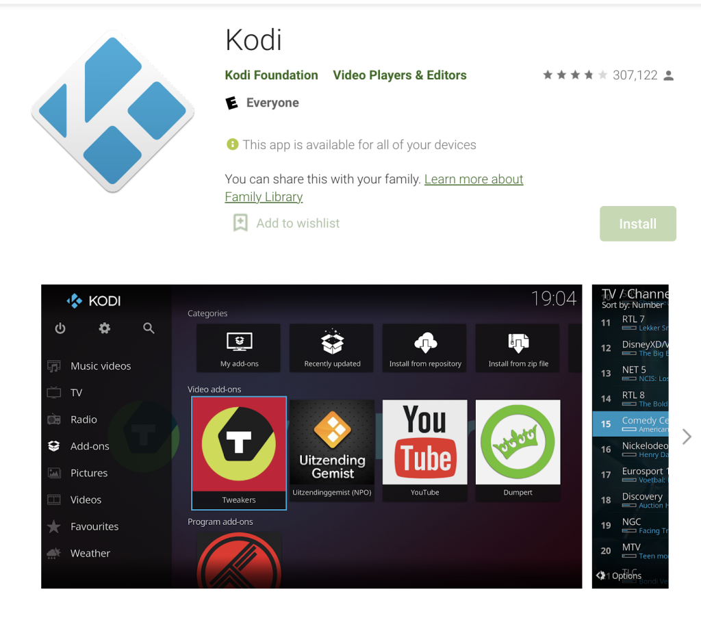 install older version of kodi for android