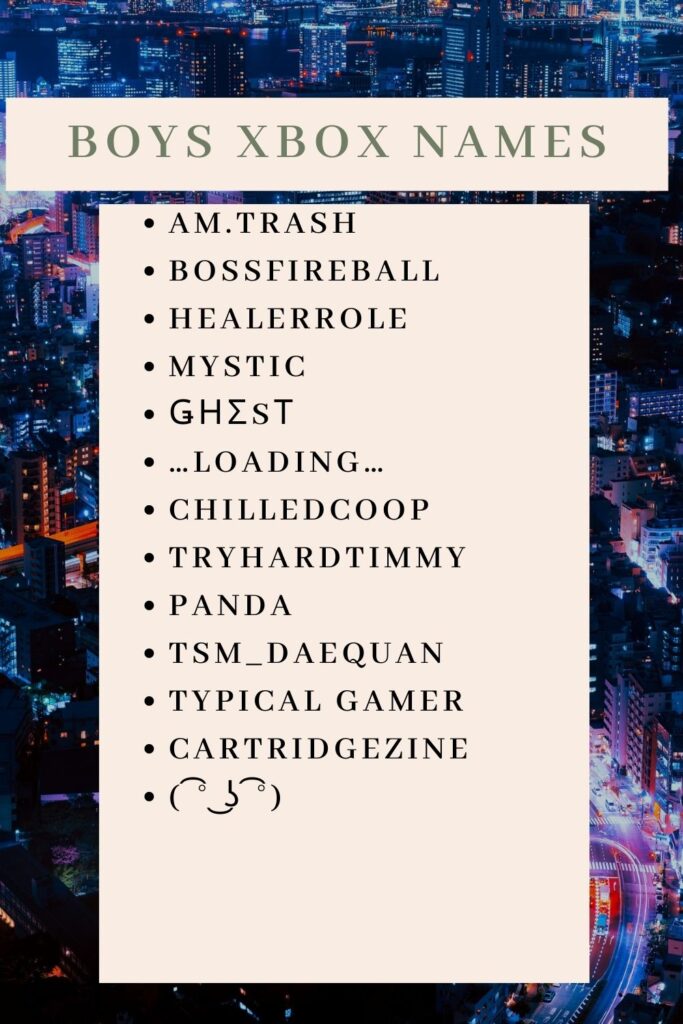 xbox names for boys