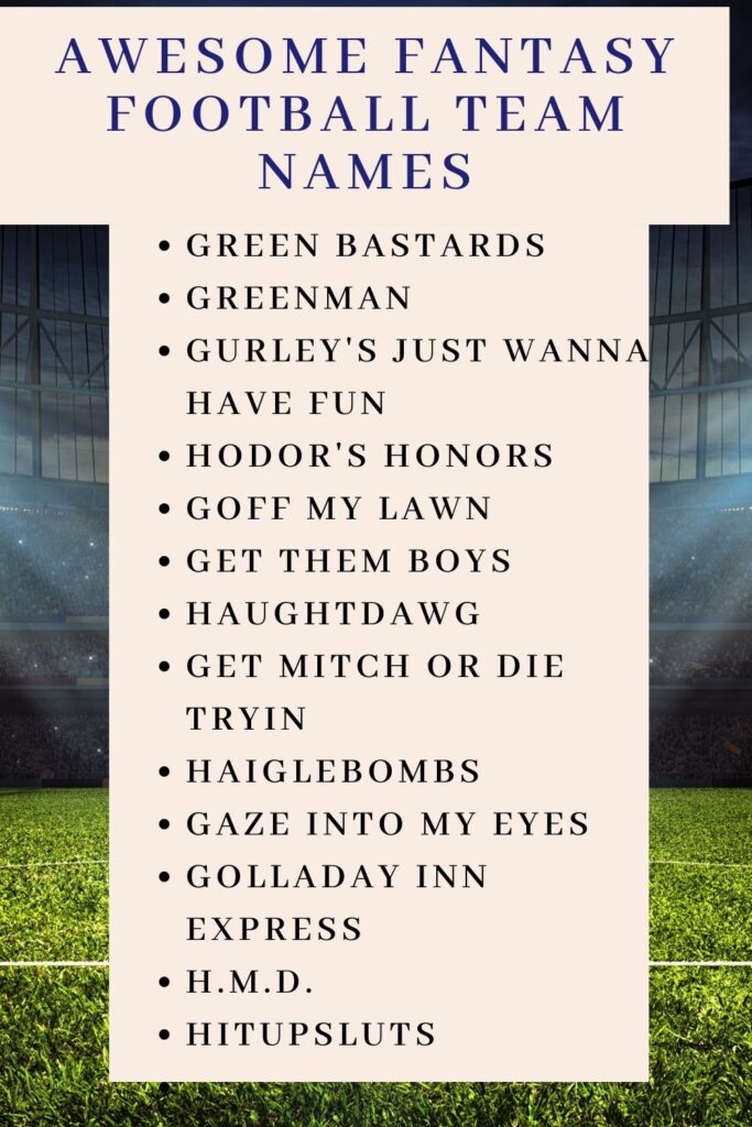 Fantasy Football Team Names Uk