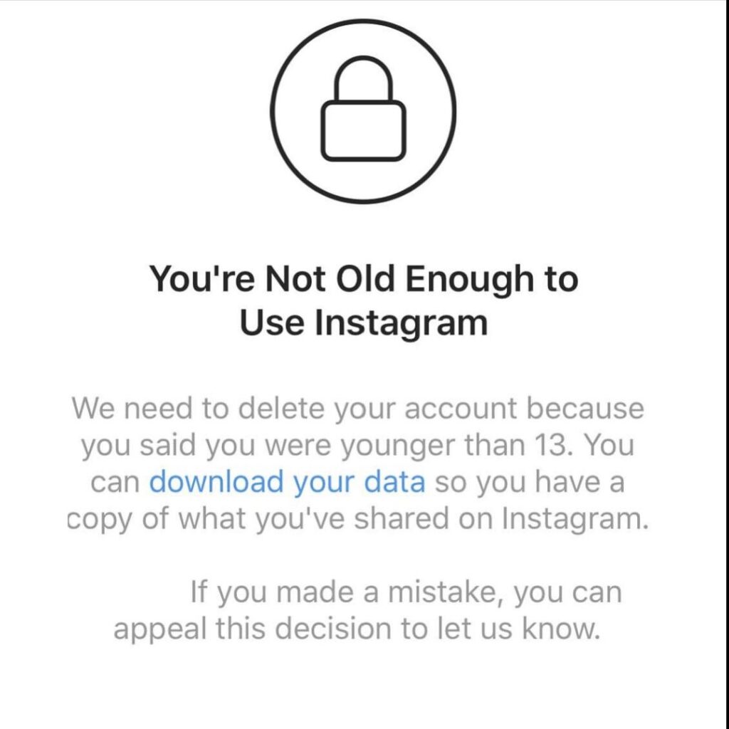 How to fix"not old enough to use Instagram