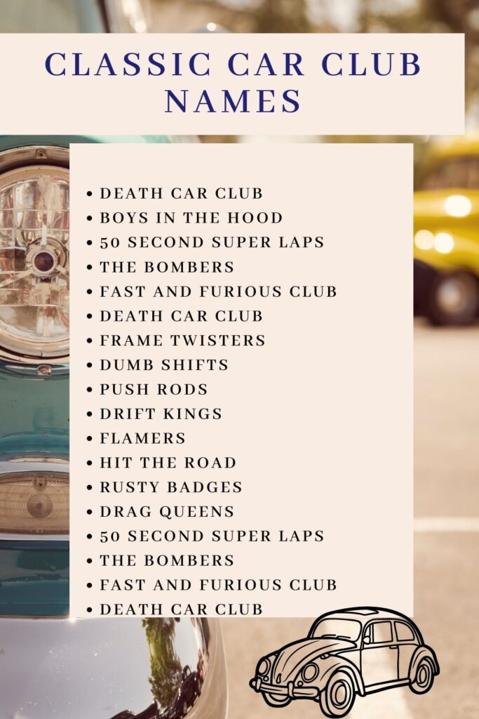 70+ Funny, Cool And Creative Car Club Names