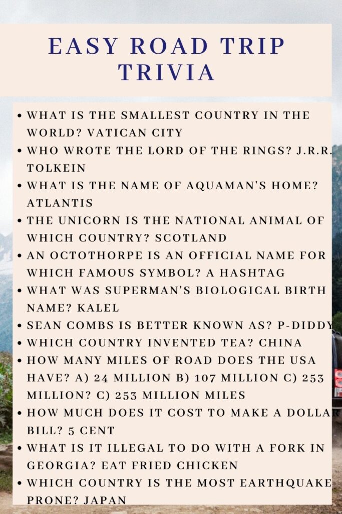 car road trip trivia