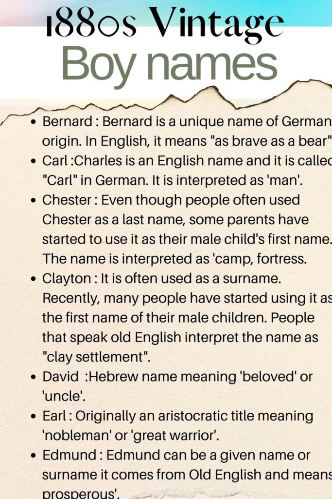 Old Fashioned Boys Names Australia