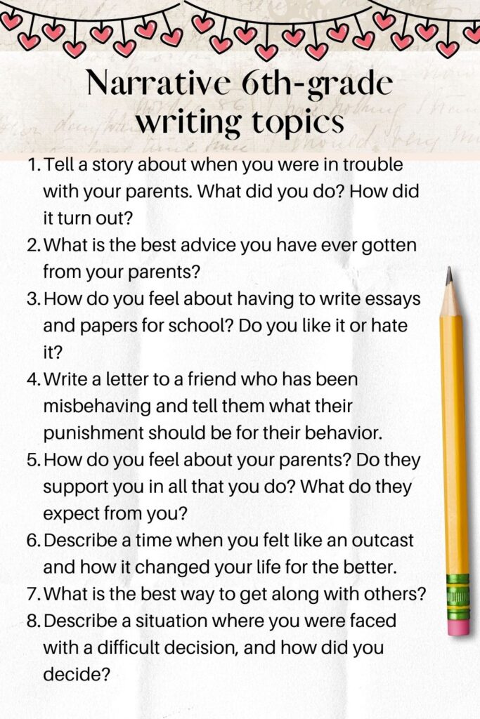 topics of creative writing for grade 6