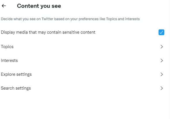 how to take off sensitive settings on twitter