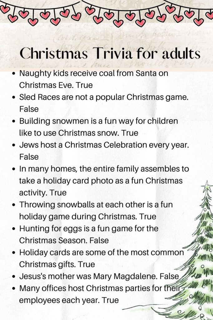 christmas trivia sheets