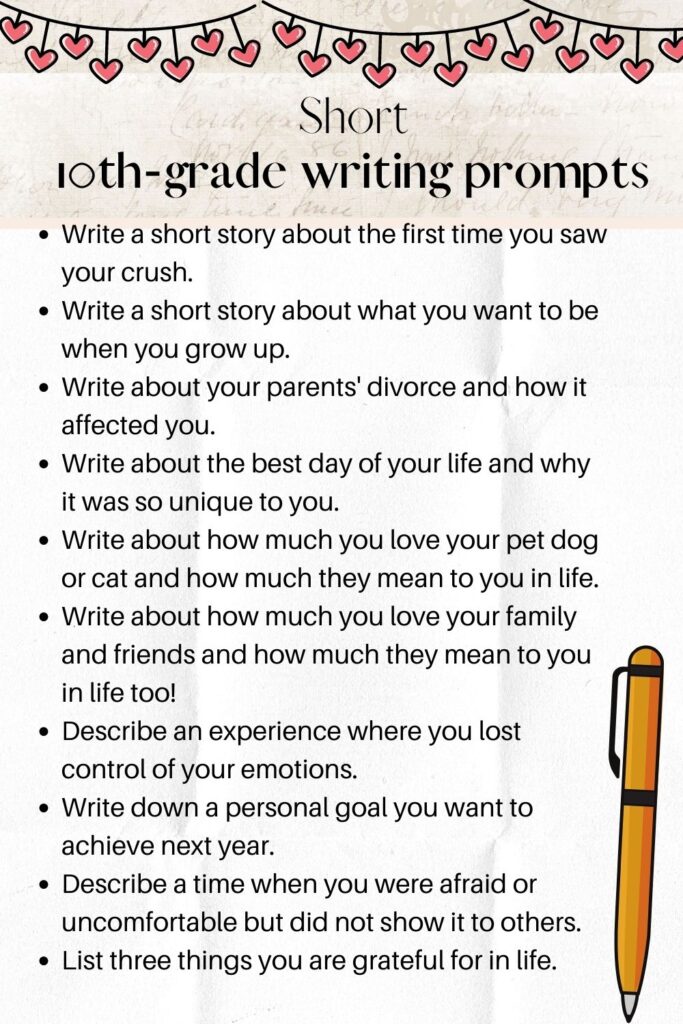 10th grade writing prompts