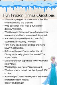 100+ Fun &amp; Easy Frozen trivia questions with answers - Kids n Clicks