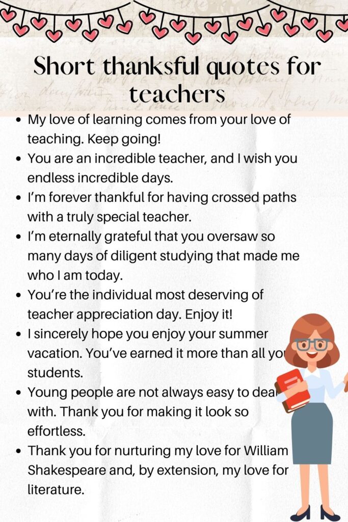 70+ Short And Sweet Thankful Quotes For Teachers