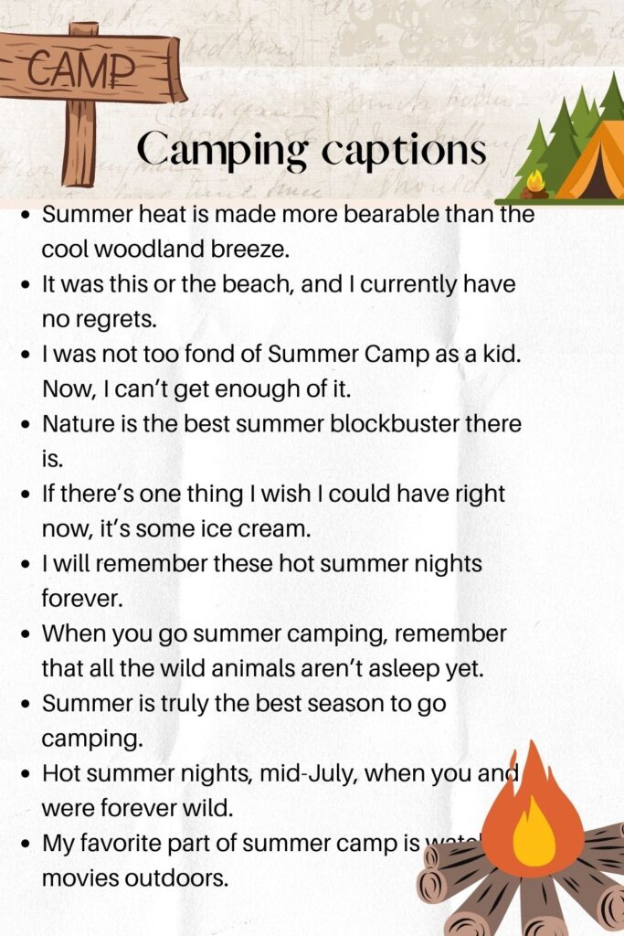 50+ Funny & short camping captions for Instagram - Kids n Clicks