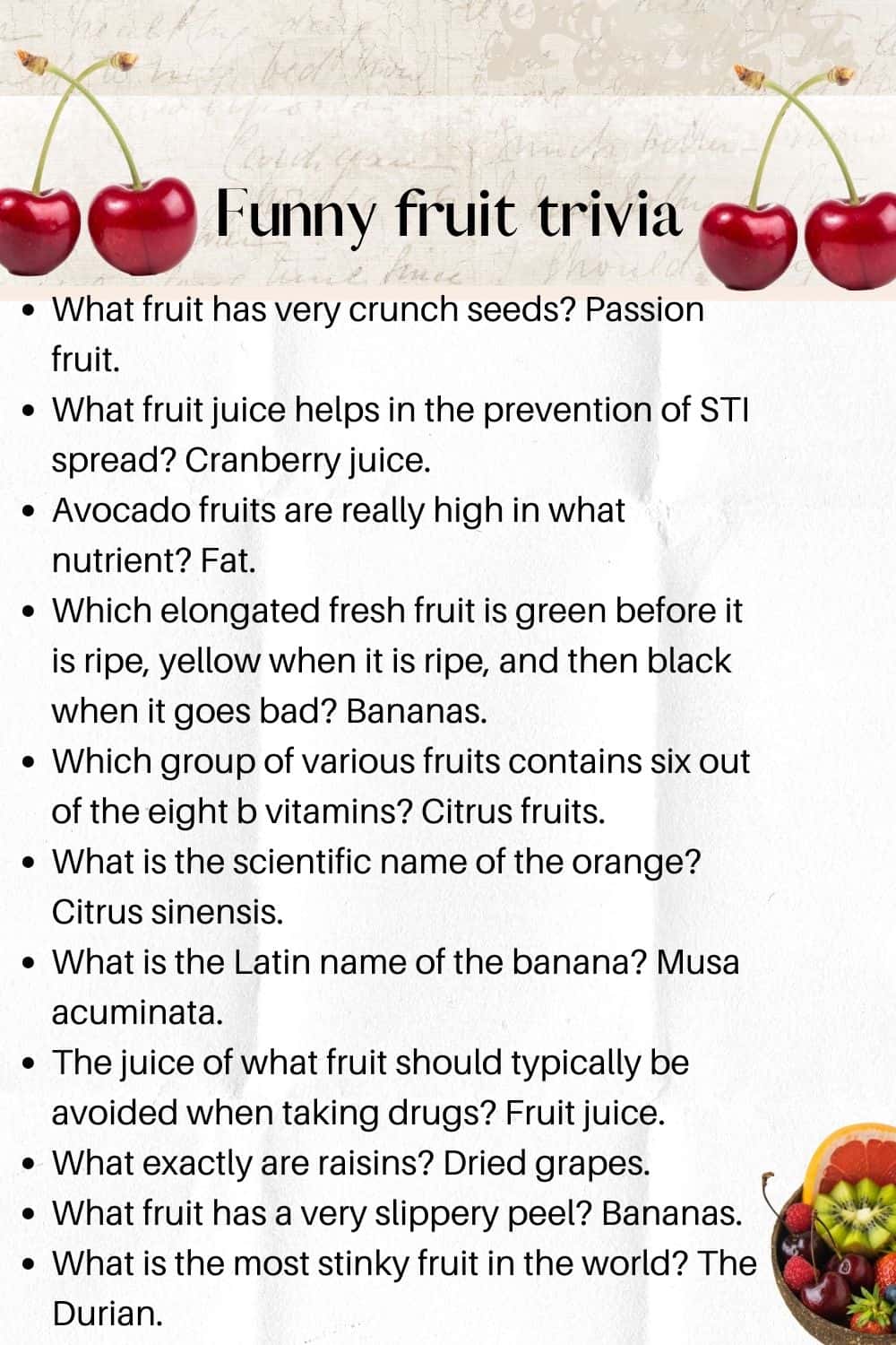 30+ Fun fruit trivia quiz and facts Kids n Clicks