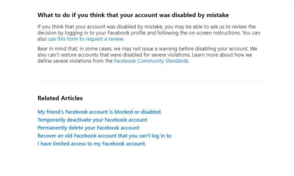 Why is my Facebook account Restricted