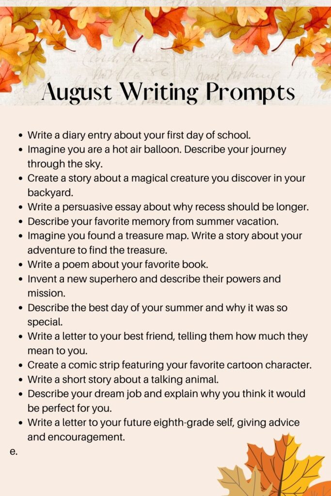 August writing prompts